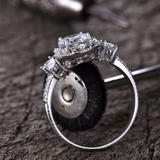 2.4ct Engagement Ring Round Cut Diamond Art Deco Design 14k White Gold Finish