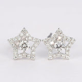 Open Star Design Stud Earrings 1.7ct Round Cut VVS1D Diamond 14k White Gold Over
