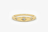 0.4ct Engagement Ring Round Cut Diamond Trilogy Star Design 14k Yellow Gold Over