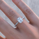 5Ct Emerald Cut Diamond Engagement Ring 18K White Gold Finish With Round Accents