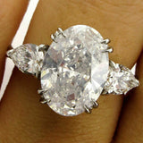 4.5ct Oval Cut Cocktail Trilogy Engagement Ring 14K White Gold Over Pear Accents