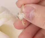 0.5ct Round Cut Moissanite Beaded Sea Turtle Engage Ring 14k Yellow Gold Plated