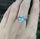 1.2ct Oval Cut Blue Aquamarine Engagement Ring Solitaire 14k White Gold Finish