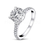 2.1ct Round Cut Moissanite Accented Pave Engagement Ring 14K White Gold Plated