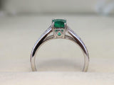 2ct Green Emerald Cut Split Shank Solitaire with Accent Ring 14k White Gold Over