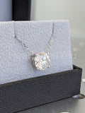 2ct Round Cut Moissanite Solitaire Pendant with Chain 14k White Gold Plated