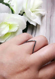 0.5ct Round Cut Moissanite Chevron Unique V Shaped Band 14k White Gold Plated