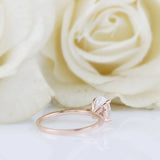 1.6ct Oval Cut Diamond Engagement Ring Solitaire with Accents 14k Rose Gold Over