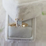 2.4ct Emerald Cut VVS1 Diamond Solitaire Engagement Ring 14k Yellow Gold Finish
