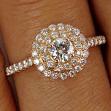 5Ct Round Cut Diamond Accent Dual Halo Solitaire Ring 14K Rose Gold Finish