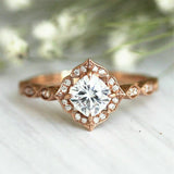 2.5ct Cushion Cut DVVS1 Diamond Vintage Halo Engagement Ring 14K Rose Gold Over