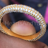 2.1ct Round Cut Moissanite Eternity Cluster Wedding Band 14k Yellow Gold Plated