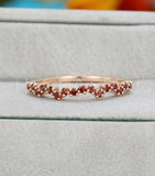 0.5ct Round Cut Simulated Garnet Minimalist Wedding Band 14k Yellow Gold Plated