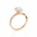 3Ct Oval Cut DVVS1 Diamond Milgrain Solitaire Engagement Ring 14K Rose Gold Over