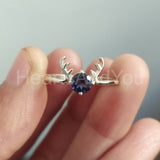 0.4ct Round Cut Simulated Blue Sapphire Dear Design Ring 14k White Gold Plated
