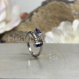 0.5ct Baguette Cut Simulated Blue Sapphire Bypass Ring 14k White Gold Plated