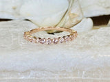 1ct Round Cut Simulated Morganite Stackable Wedding Band 14k Rose Gold Plated