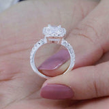 2ct Radiant Diamond Engagement Ring Halo 14k White Gold Finish with Round Accent