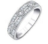 0.5ct Round Cut Moissanite Textured Split Wedding Band 14k White Gold Plated