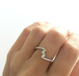 3Ct Round Cut Diamond Unique Swirl Two Stone Petite Ring 14K White Gold Finish