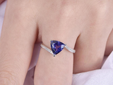 1.5ct Trillion Cut Blue Tanzanite Swirl with Accents Ring 14k White Gold Finish