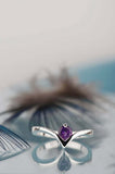 0.5ct Round Cut Amethyst Engagement Ring Solitaire Curved 14k White Gold Finish