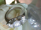 3Ct Round Cut VVS1 Diamond Classic Engagement Trilogy Ring 14K White Gold Finish