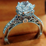4Ct Round Cut Diamond Exquisite Vintage Solitaire Queen Ring 14K White Gold Over