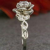 1.5ct Round Cut Diamond Flower Solitaire Engagement Ring 14k White Gold Finish