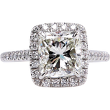 3Ct Radiant Cut VVS1/D Diamond Accent Halo Engagement Ring 14K White Gold Finish