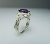 2ct Trillion Cut Purple Amethyst Engagement Ring 14k White Gold Finish Infinity