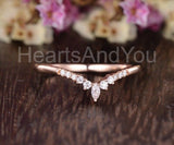 0.5ct Marquise Simulated Diamond Dainty Curved Wedding Band 14k Rose Gold Plated