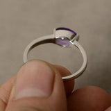 0.8ct Oval Cut Purple Amethyst Engagement Ring 14k White Gold Finish Solitaire