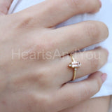 1ct Emerald Cut Simulated Peach Morganite Solitaire Ring 14k Yellow Gold Plated