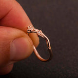 Minimalist Twig Wedding Ring Band 0.6ct Round Cut Diamond 14k Rose Gold Finish