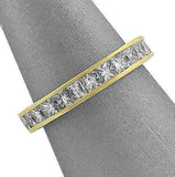 4.5ct Princess Diamond Channel Set Eternity Wedding Band 14K Yellow Gold Over