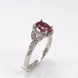 2.2ct Oval Cut Pink Ruby Engagement Ring Diamond Floral Halo 14k White Gold Over