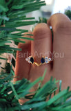 0.2ct Marquise Cut Simulated Sapphire Ring Guard Stylish 14k White Gold Plated