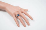 2.3ct Oval Cut Blue Sapphire Solitaire with Accents Ring 14k White Gold Finish