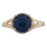 2.3ct Engagement Ring Round Cut Blue Sapphire Split Shank 14k Yellow Gold Finish