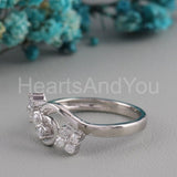 0.5ct Round Cut Moissanite Floral Vine Engagement Ring 14k White Gold Plated
