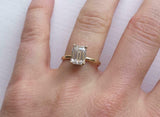 1.6ct Emerald Cut Diamond Engagement Ring Classic Solitaire 14k Yellow Gold Over