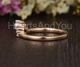 0.5ct Round Simulated Diamond Chevron Curved Pearl Wed Band 14k Rose Gold Plated