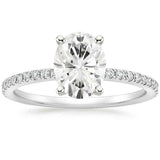 4ct Oval Cut VVS1/D Diamond Engagement Ring 14k White Gold Finish Round Accents