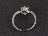 0.7ct Round Cut Diamond Engagement Ring 14k White Gold Finish Unique V Curved