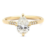 0.5ct Pear Simulated Diamond Minimalist Engagement Ring 14k Yellow Gold Plated