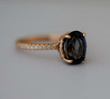 1.4ct Engagement Ring Oval Cut London Blue Topaz Hidden Halo 4k Rose Gold Finish