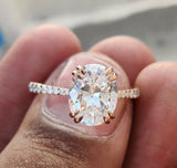 2.2ct Oval Simulated Diamond Dual Prong Engagement Ring 14K Yellow Gold Plated