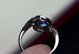 2.25ct Engagement Ring Round Cut Blue Topaz Swirl Twist 14k White Gold Finish