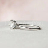 2.2ct Cushion Simulated Diamond Solitaire Engagement Ring 14k White Gold Plated